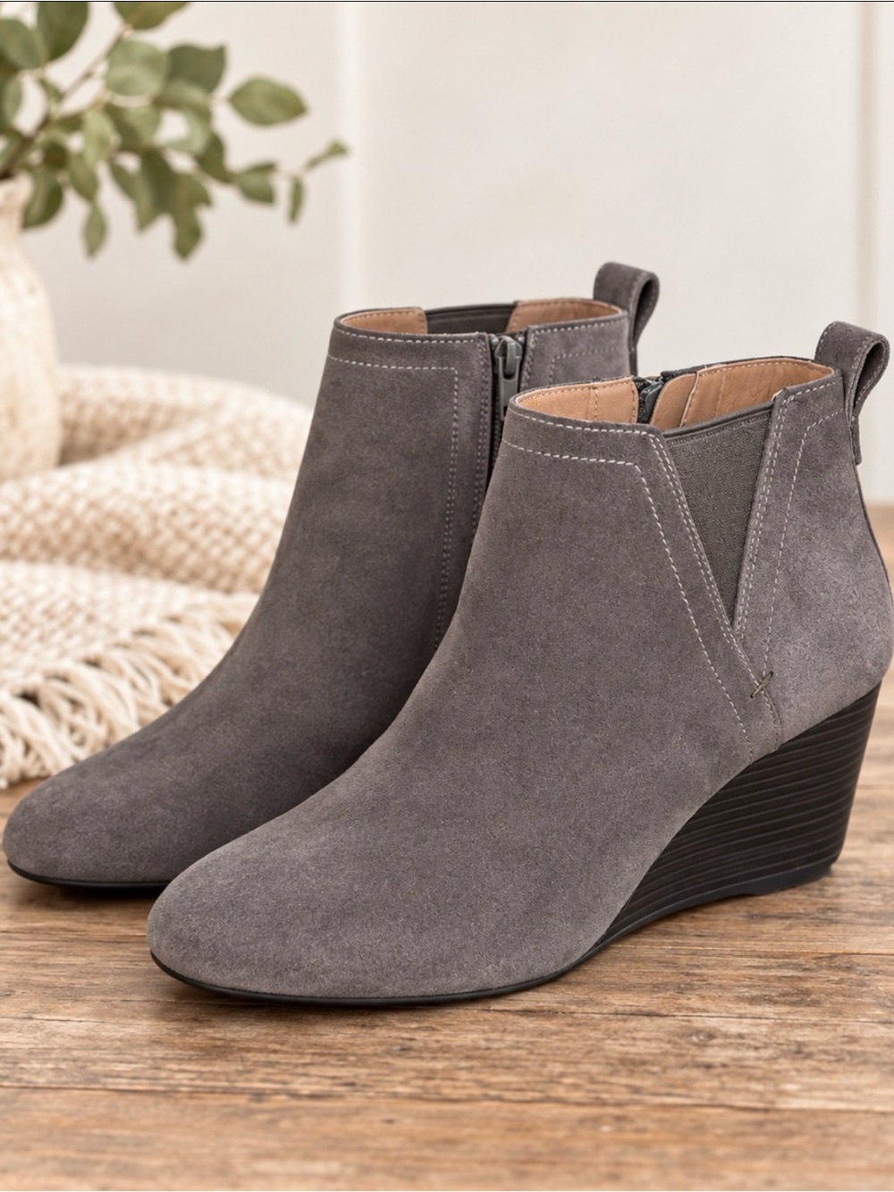 Vionic Paloma Weather Resistant Suede Ankle Bootie